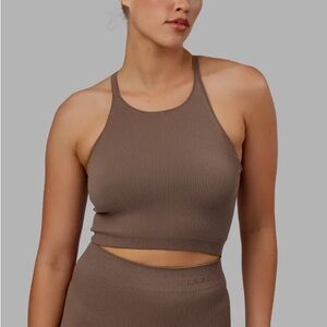 LSKD Minimal Seamless Cropped Rib Tank in Deep Taupe